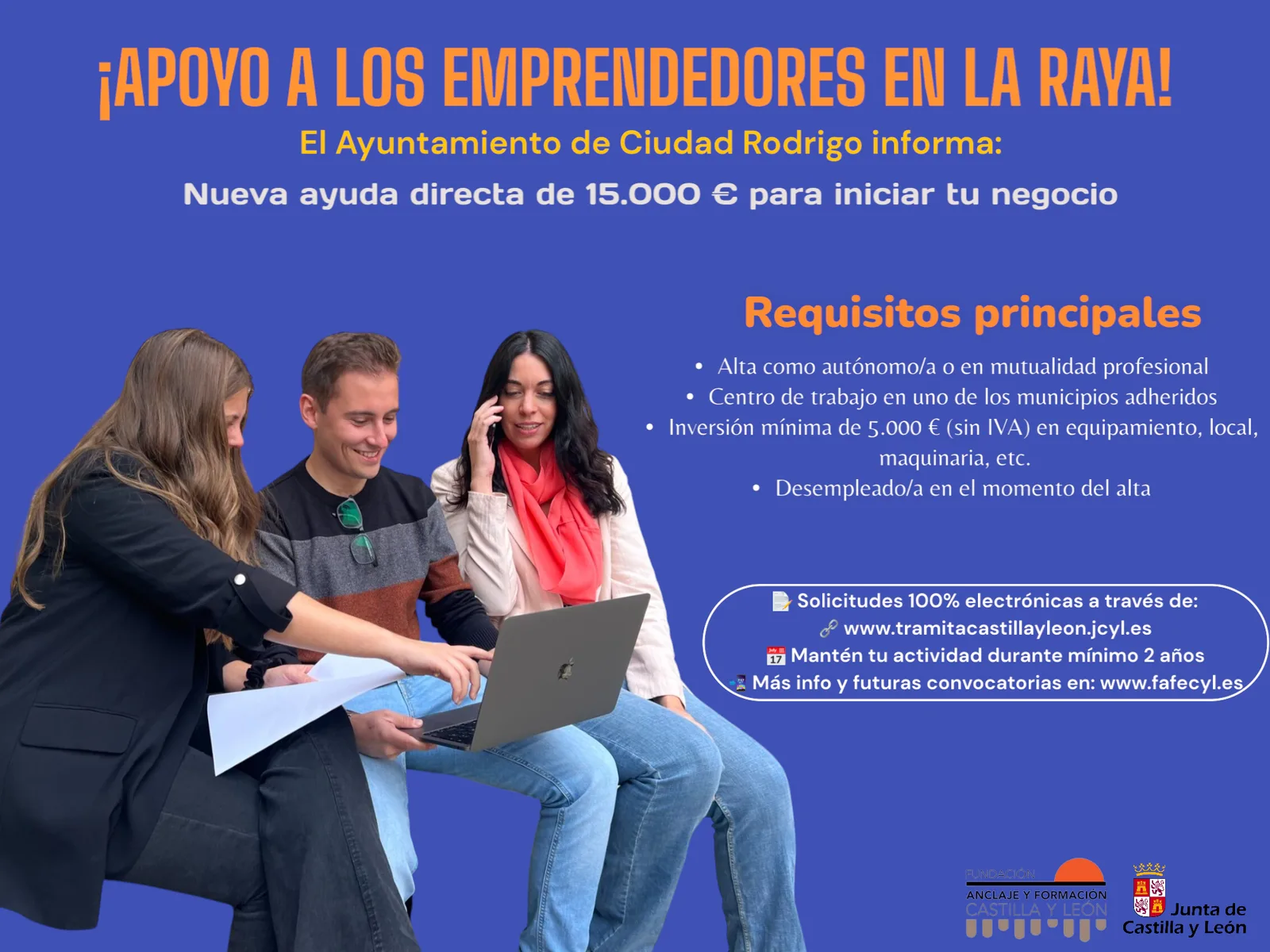 La Junta de Castilla y León publica las bases reguladoras de ayudas de hasta 15.000 euros para emprendedores en La Raya